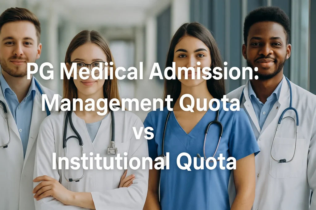 PG Medical Admission 2025 Guide – Management Quota vs Institutional Quota explained with eligibility, fees, and seat matrix.
