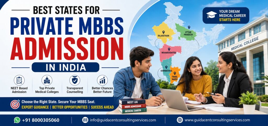 NEET students exploring the best states for private MBBS admission in India