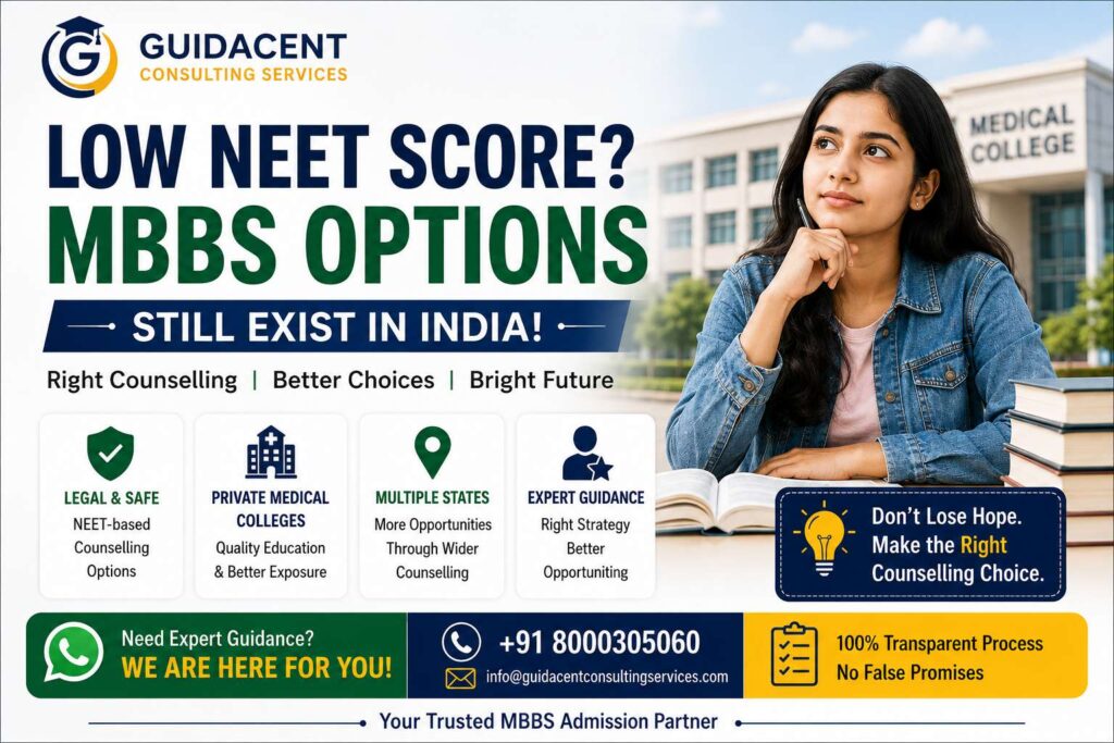 Student exploring MBBS counselling opportunities in India after low NEET score with expert admission guidance