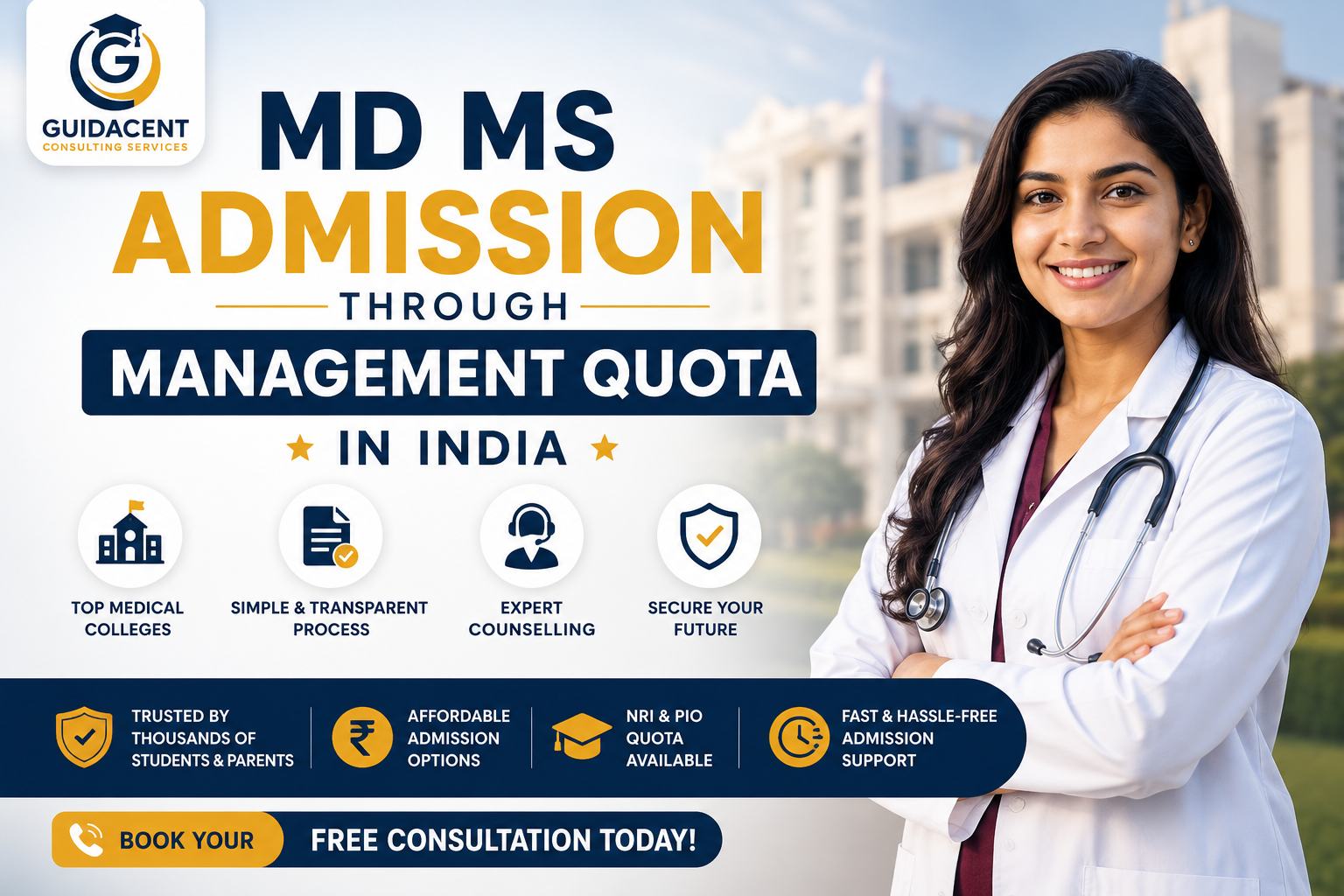 MD MS Admission through Management Quota in India for NEET PG qualified doctors seeking private medical college admission with expert counselling guidance