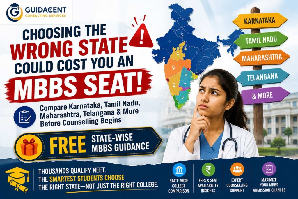 Best States for MBBS Admission in India comparing Karnataka Tamil Nadu Maharashtra Telangana Rajasthan Uttar Pradesh and Kerala