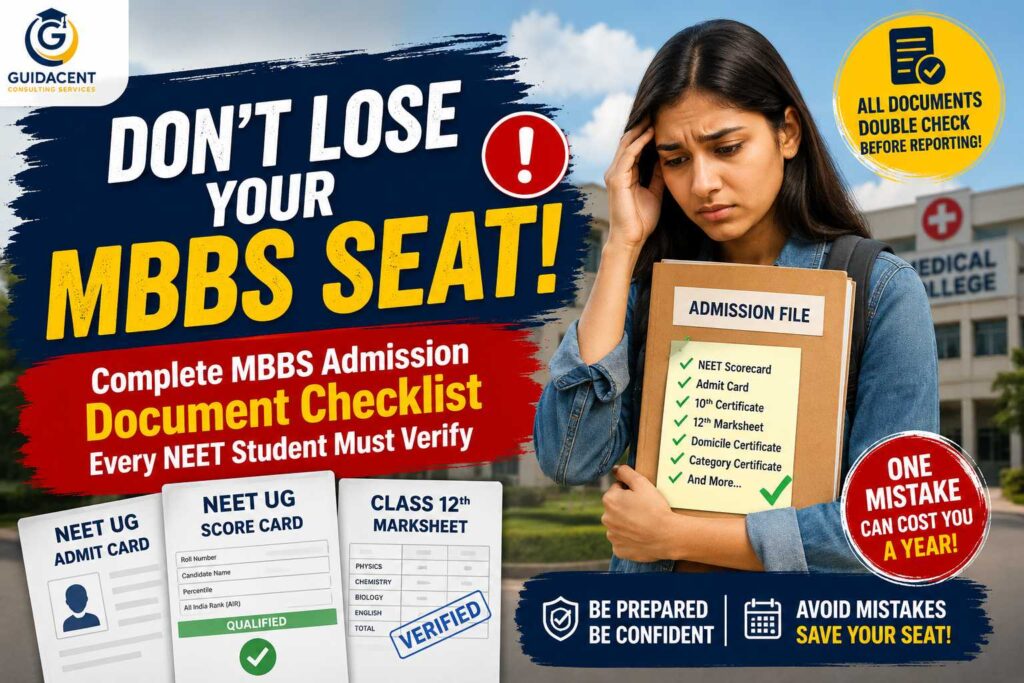 Documents Required for MBBS Admission checklist for NEET UG counselling document verification