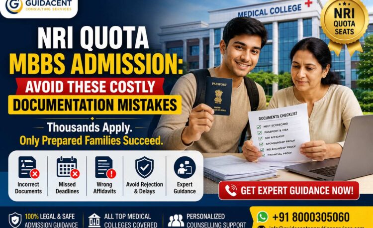 NRI Quota MBBS Admission in India showing counselling process, eligibility documents, NRI sponsorship and medical college admission guidance