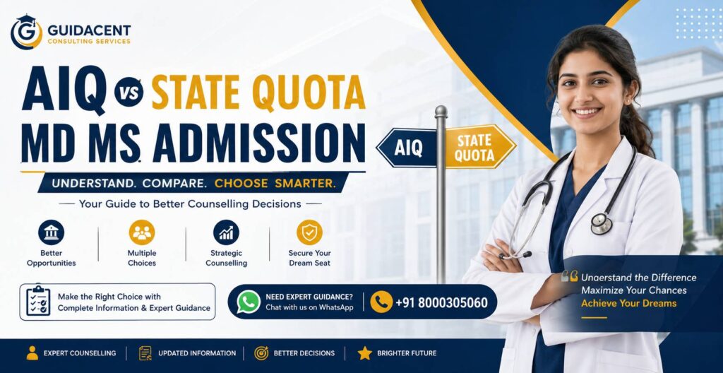 NEET PG aspirant comparing AIQ and State Quota counselling pathways for MD MS admission in India