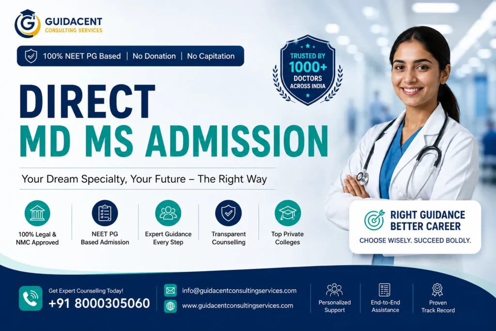 Direct MD MS admission guidance through NEET PG counselling with medical college selection and counselling support