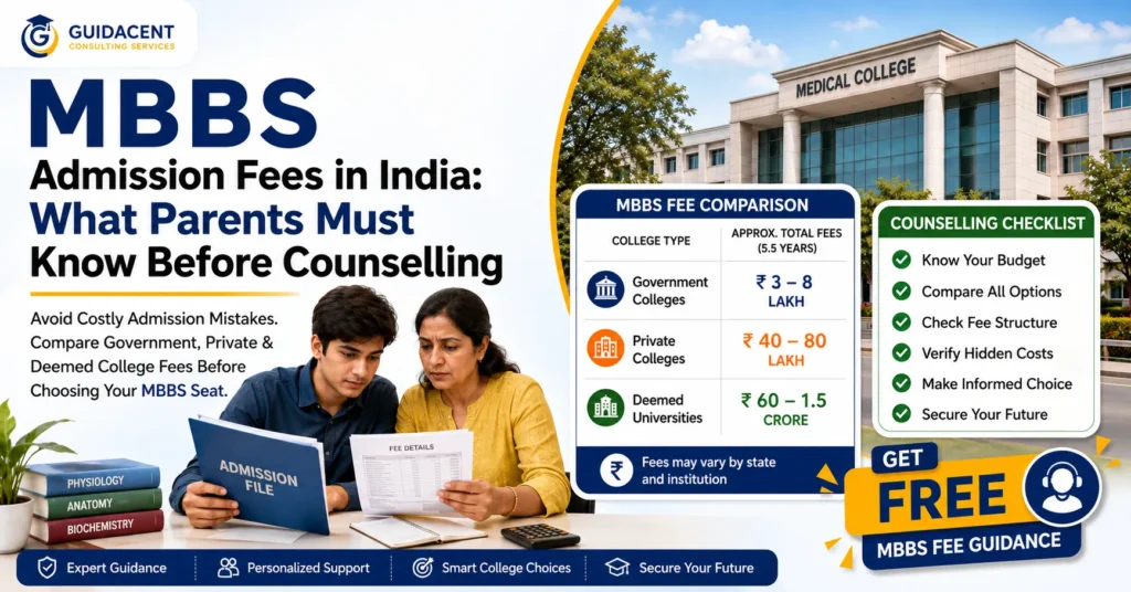 MBBS Admission Fees in India for government medical colleges private medical colleges and deemed universities