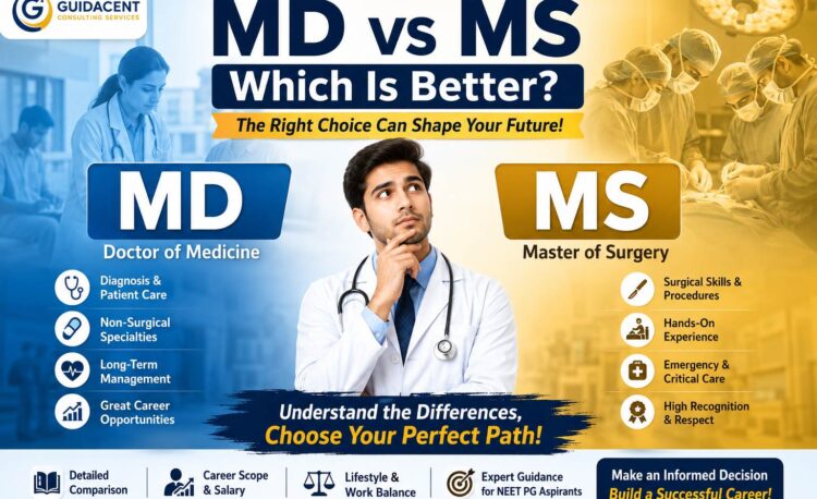 MBBS graduate comparing MD and MS specialties before NEET PG counselling and postgraduate medical career selection in India