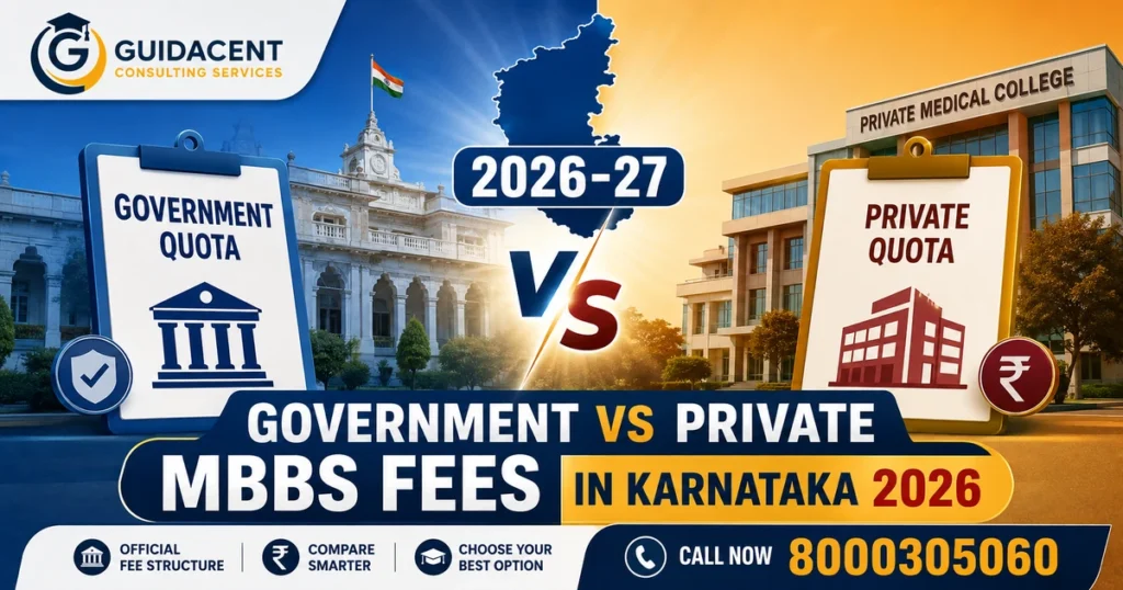 Government quota vs private quota MBBS fees Karnataka 2026 comparison